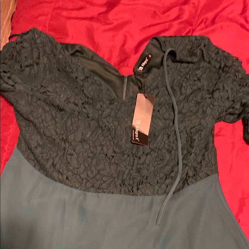 Allegra K Elegant Lace Dress in Forest Green